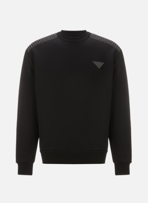 Sweatshirt avec clous en coton NoirPRADA 