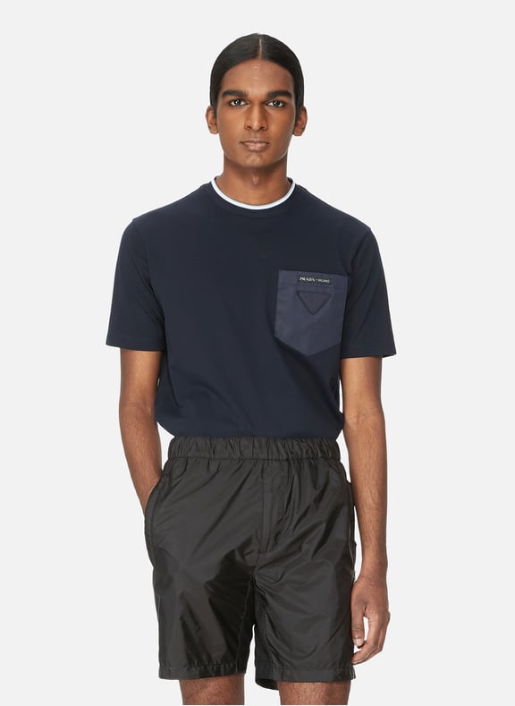 T-shirt en piqué de coton Bleu by PRADA PRADA T-shirt en piqué de coton Bleu