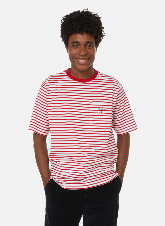 PRADA T-shirt marinière en coton Multicolore