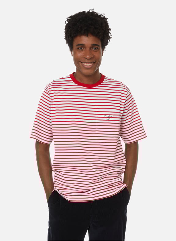 T-shirt marinière en coton Multicolore by PRADA PRADA T-shirt marinière en coton Multicolore