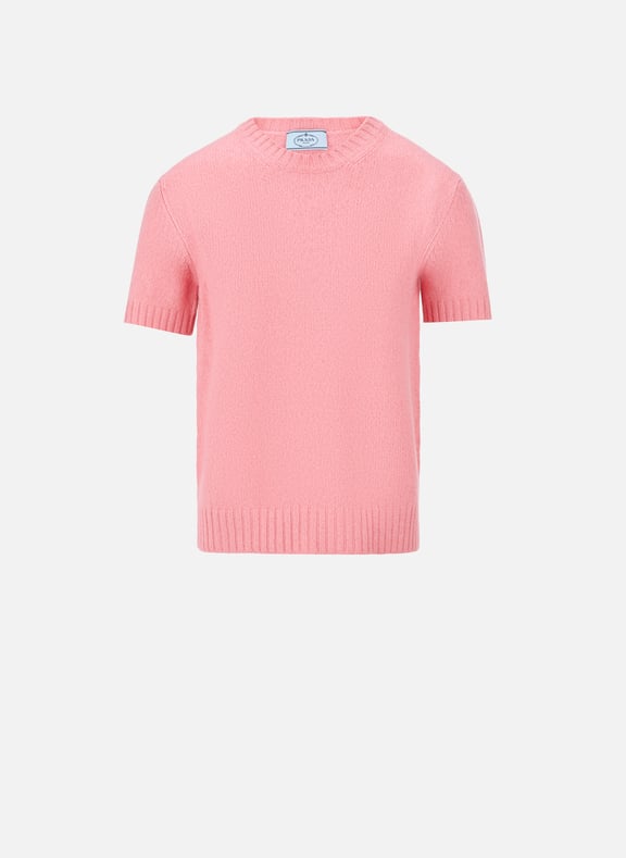 Top Shetland en maille en laine Rose by PRADA PRADA Top Shetland en maille en laine Rose