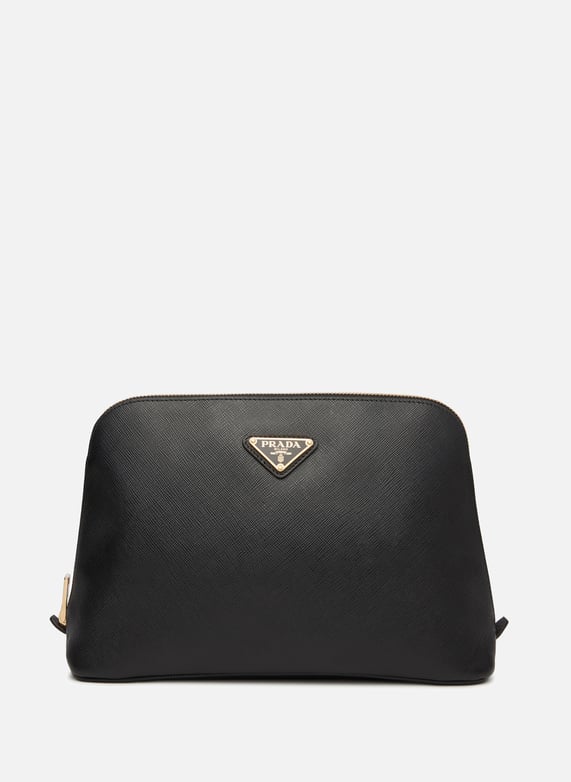 Trousse de voyage en cuir saffiano Noir