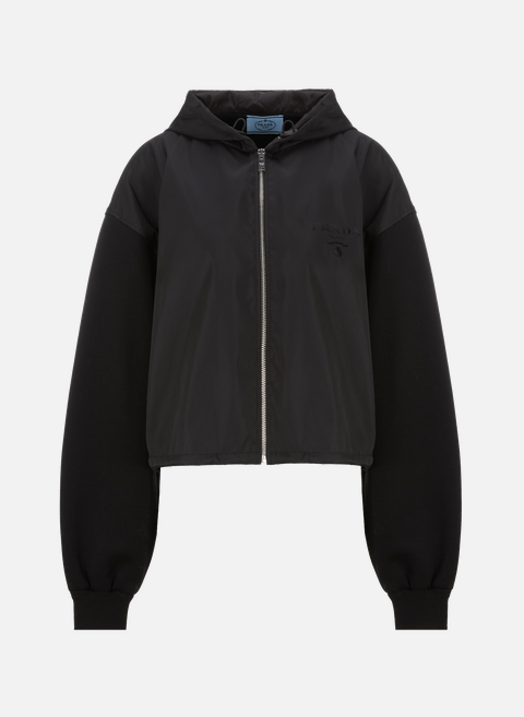 Bi-material hooded jacket BlackPRADA 