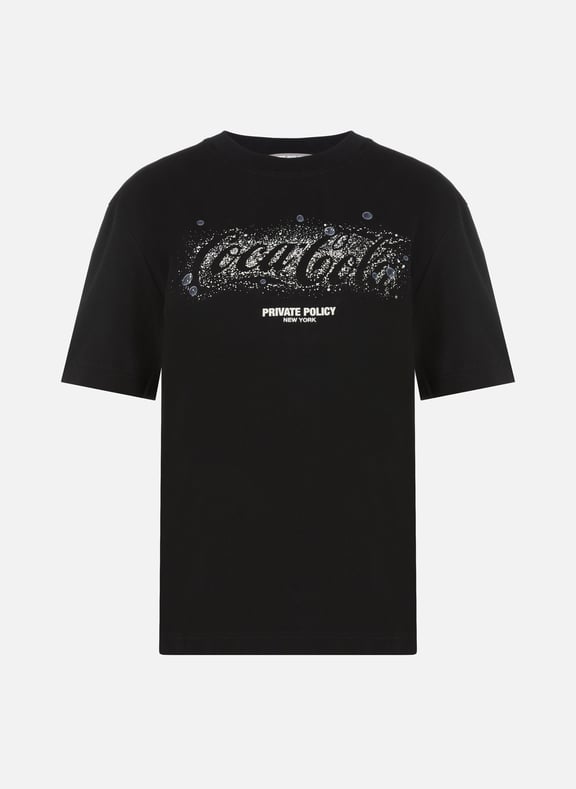 T-shirt à imprimé en coton Noir by PRIVATE POLICY PRIVATE POLICY T-shirt à imprimé en coton Noir