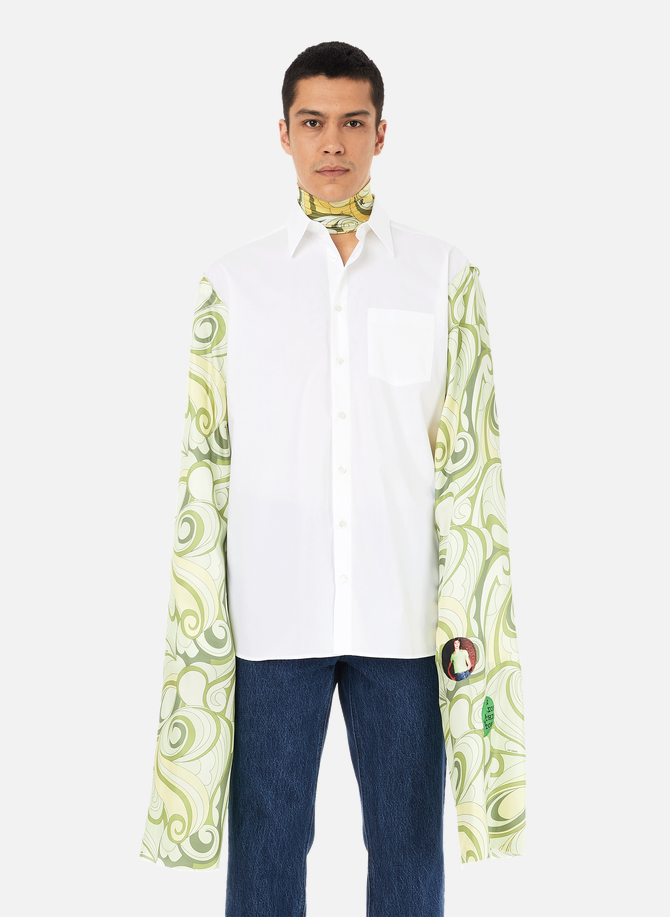 RAF SIMONS cotton poplin shirt with printed sleeves