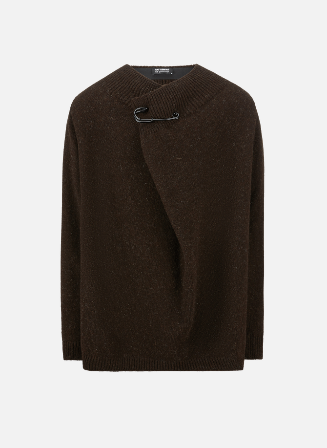 Wool sweater with safety pin detail RAF SIMONS