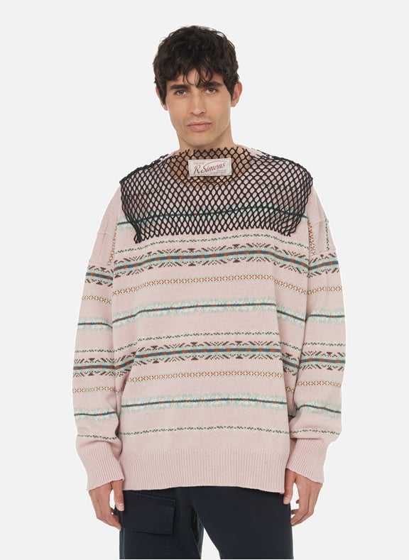 Pull jacquard oversize en laine mérinos Multicolore by RAF SIMONS RAF SIMONS Pull jacquard oversize en laine mérinos Multicolore