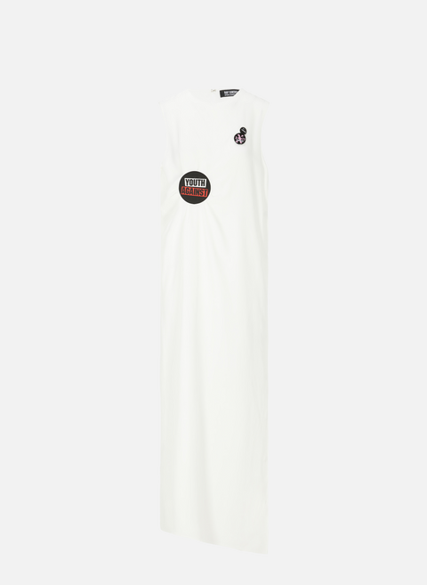 Langes Kleid mit Druckknöpfen WeißRAF SIMONS 