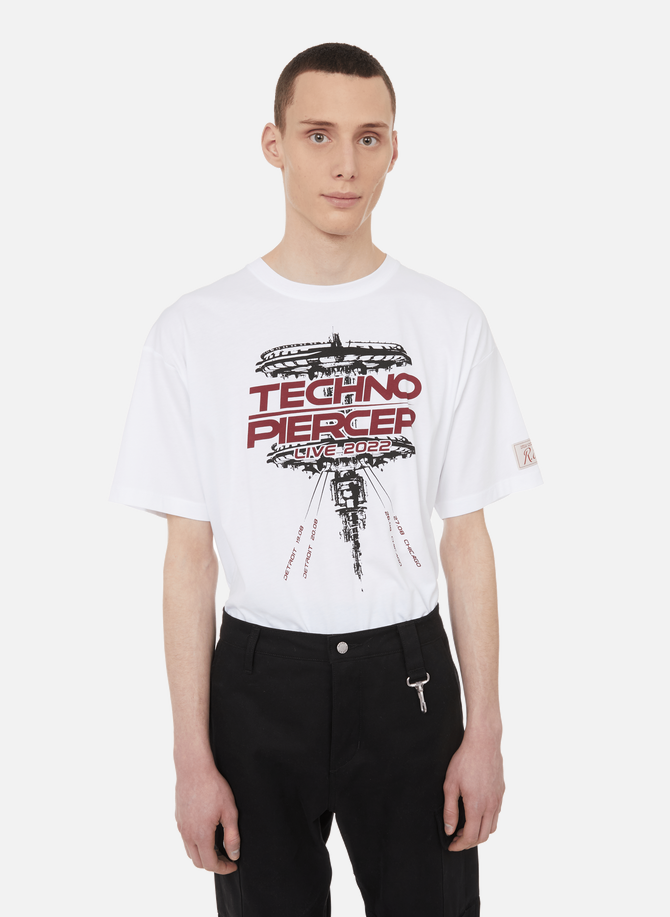 Techno Piercer Baumwoll-T-Shirt RAF SIMONS
