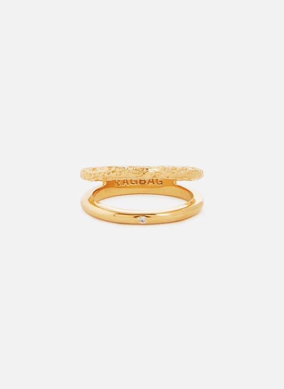 Bague double en argent plaqué or Doré by RAGBAG RAGBAG Bague double en argent plaqué or Doré
