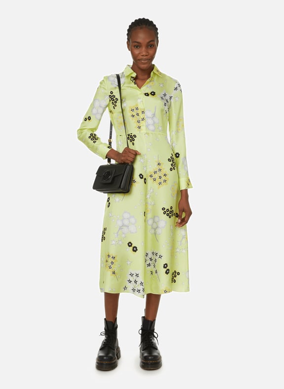 PRINTED SILK MIDI DRESS RED VALENTINO for WOMEN Printemps