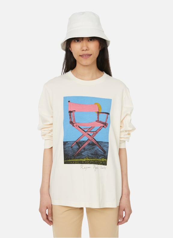 T-shirt graphique en coton organique Blanc by REJINA PYO REJINA PYO T-shirt graphique en coton organique Blanc