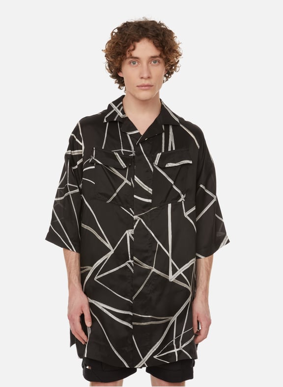 Chemise oversize Magnum Tommy en cupro Noir by RICK OWENS RICK OWENS Chemise oversize Magnum Tommy en cupro Noir