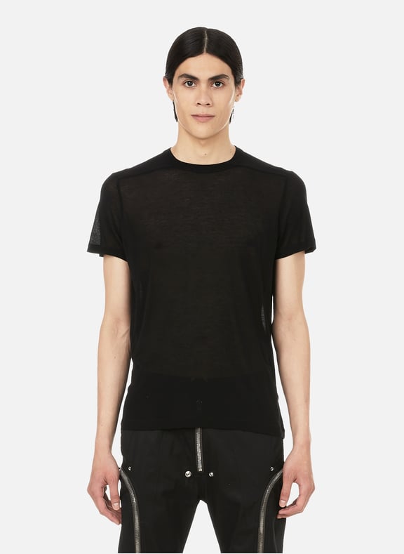 T-shirt en viscose et soie mélangée Noir by RICK OWENS RICK OWENS T-shirt en viscose et soie mélangée Noir