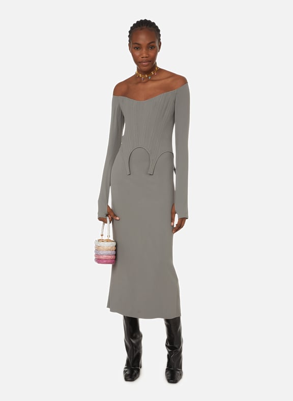 Robe corset longue Gris by DION LEE DION LEE Robe corset longue Gris