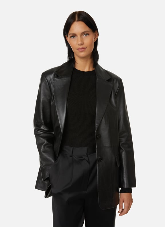 Blazer en cuir Noir by SAISON 1865 SAISON 1865 Blazer en cuir Noir