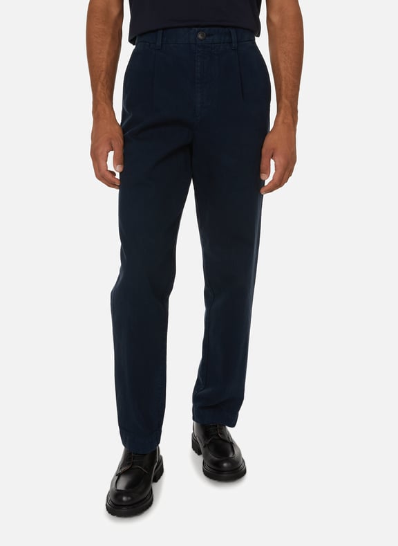 Pantalon slim en coton mélangé Bleu by SAISON 1865 SAISON 1865 Pantalon slim en coton mélangé Bleu