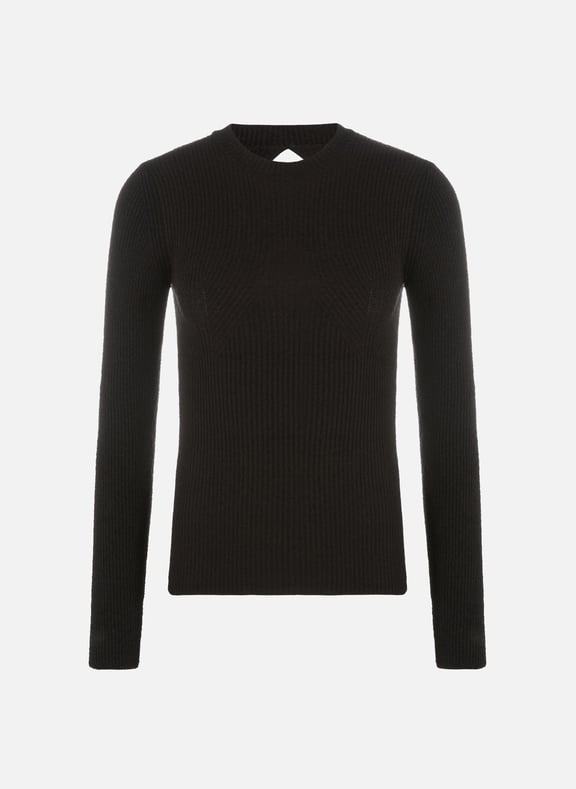 Pull cintré avec découpe dans le dos Noir by SAISON 1865 SAISON 1865 Pull cintré avec découpe dans le dos Noir