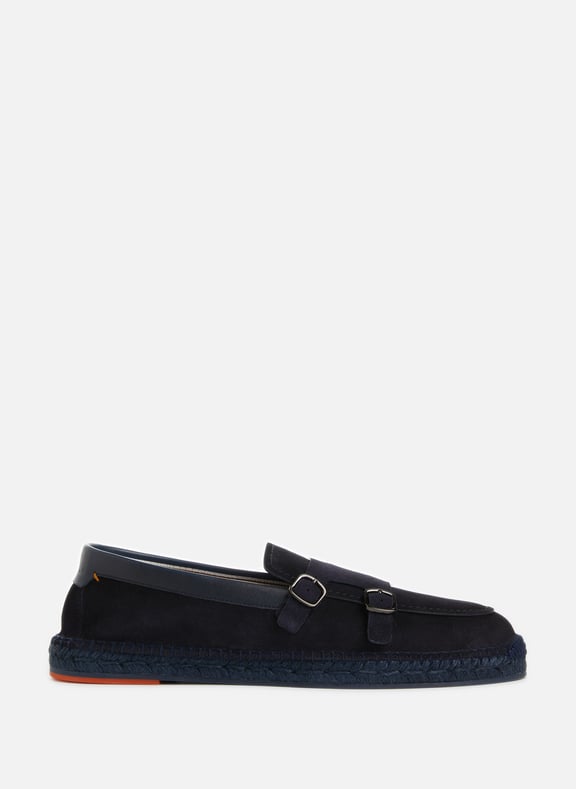 Espadrilles mocassins en suède Bleu by SANTONI SANTONI Espadrilles mocassins en suède Bleu