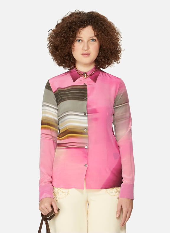 Chemise imprimée Maganta Blur en soie Rose by SERAPIS SERAPIS Chemise imprimée Maganta Blur en soie Rose