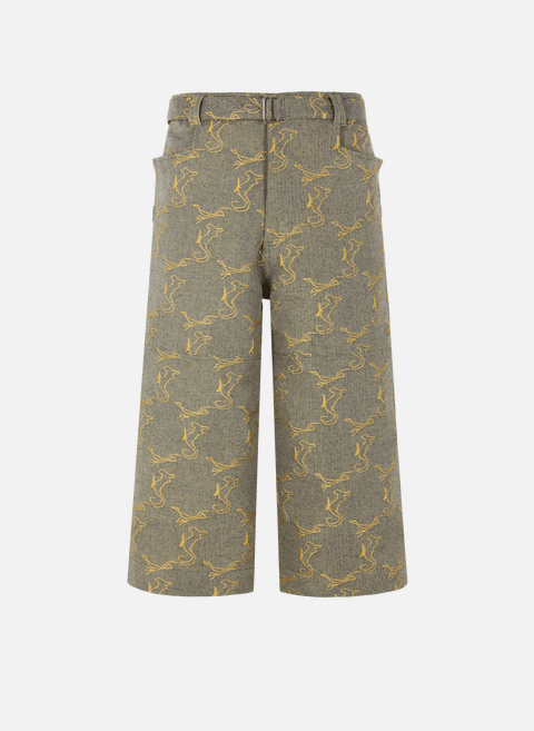 Hippocampus jacquard cropped pants in cotton blend Gold SERAPIS 