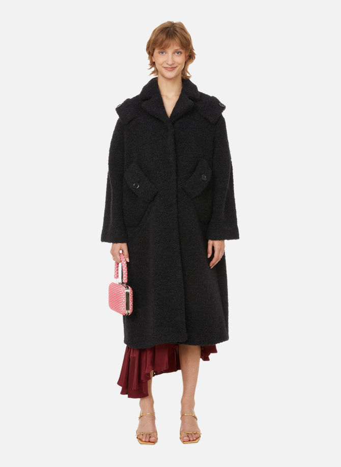 MOSCHINO wool blend curly effect coat