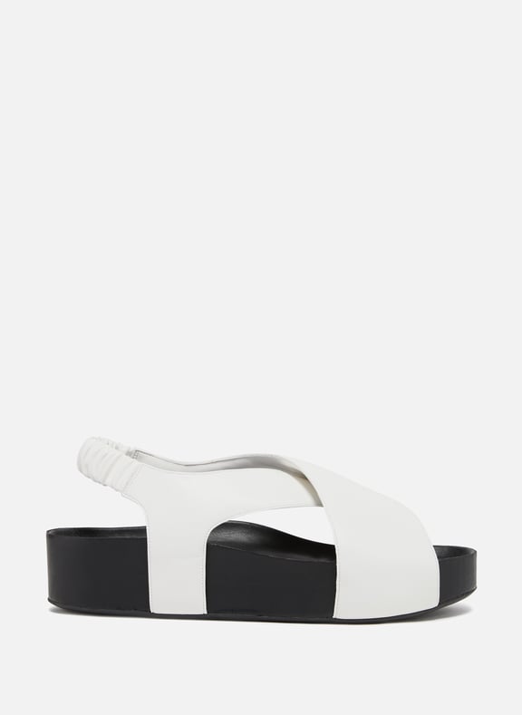 Sandales Cross Dip en cuir vegan Blanc by SIMON MILLER SIMON MILLER Sandales Cross Dip en cuir vegan Blanc