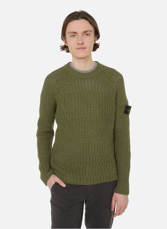 Pull en coton et lin Vert by STONE ISLAND STONE ISLAND Pull en coton et lin Vert
