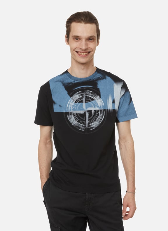 T-shirt à imprimé en coton Noir by STONE ISLAND STONE ISLAND T-shirt à imprimé en coton Noir