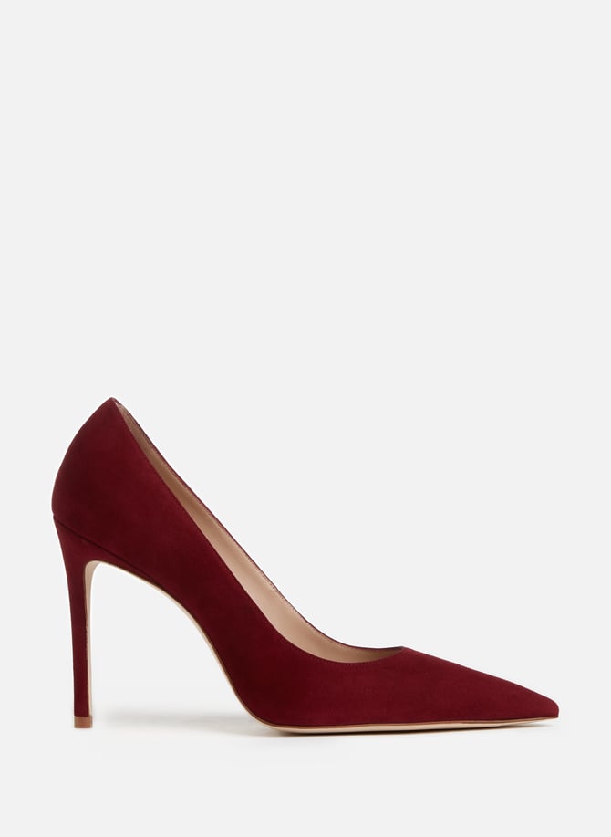 Escarpins top daim rouge