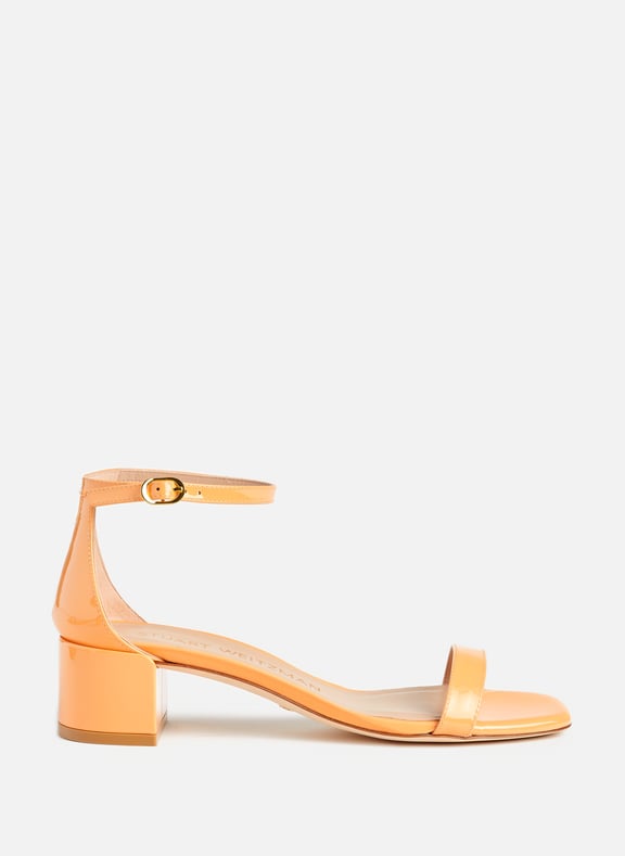 Sandales à talon carré en cuir Orange by STUART WEITZMAN STUART WEITZMAN Sandales à talon carré en cuir Orange