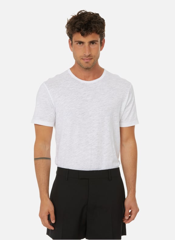 T-shirt en coton et lin Blanc by SUNSPEL SUNSPEL T-shirt en coton et lin Blanc