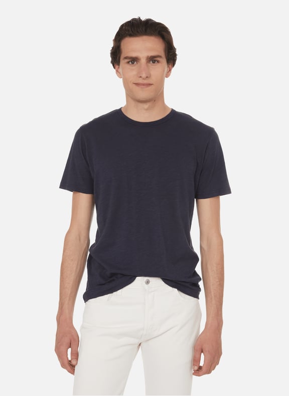 T-shirt en coton et lin Bleu by SUNSPEL SUNSPEL T-shirt en coton et lin Bleu