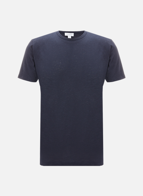 Blue cotton and linen T-shirtSUNSPEL 