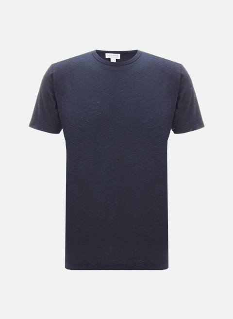 Blaues T-Shirt aus Baumwolle und LeinenSUNSPEL 