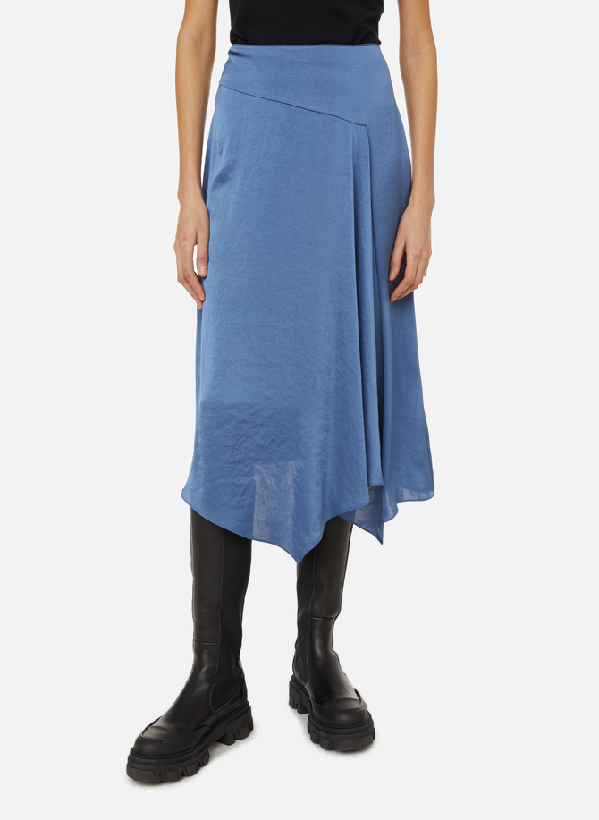 THEORY asymmetric draped satin skirt