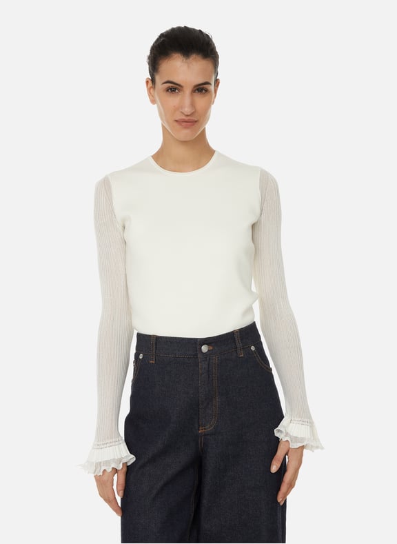 Pull bi-matière Blanc by THEORY THEORY Pull bi-matière Blanc