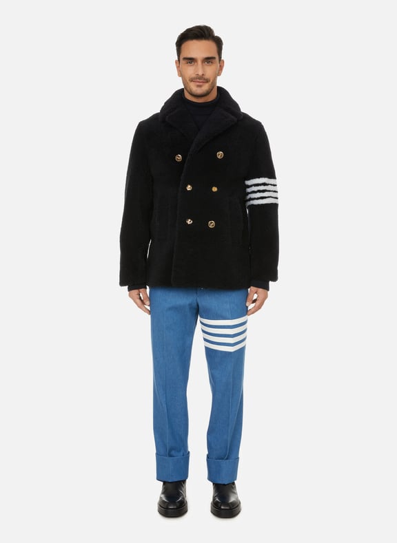 Caban en sherling Bleu by THOM BROWNE THOM BROWNE Caban en sherling Bleu