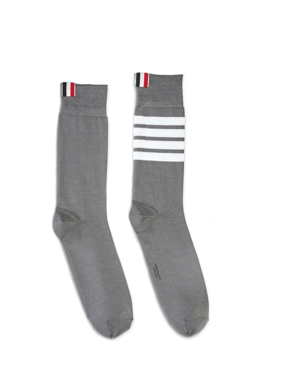 Chaussettes hautes rayées Gris by THOM BROWNE THOM BROWNE Chaussettes hautes rayées Gris