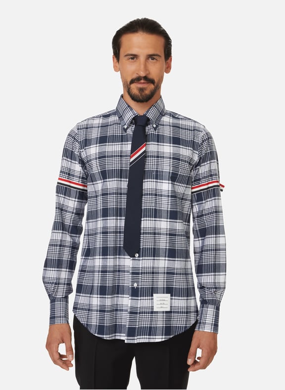 Chemise à carreaux en coton Bleu by THOM BROWNE THOM BROWNE Chemise à carreaux en coton Bleu