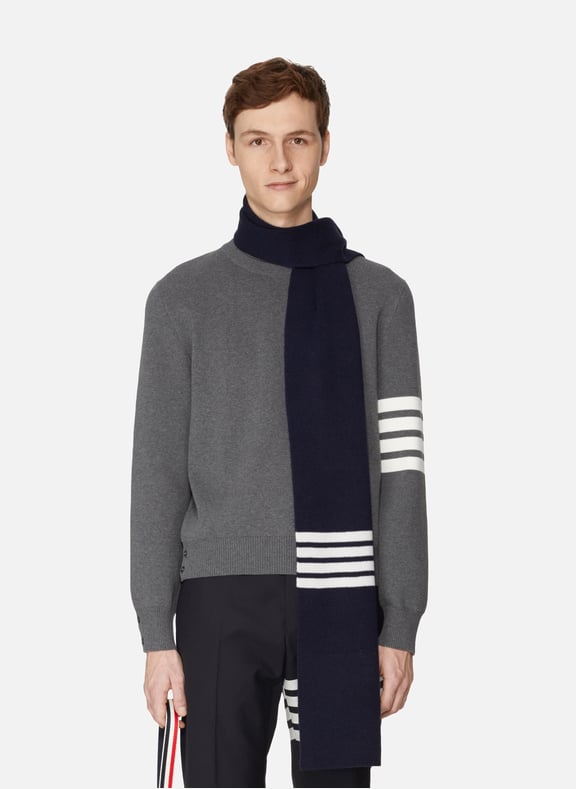 Pull Milano Stitch 4-Bar en coton Gris by THOM BROWNE THOM BROWNE Pull Milano Stitch 4-Bar en coton Gris