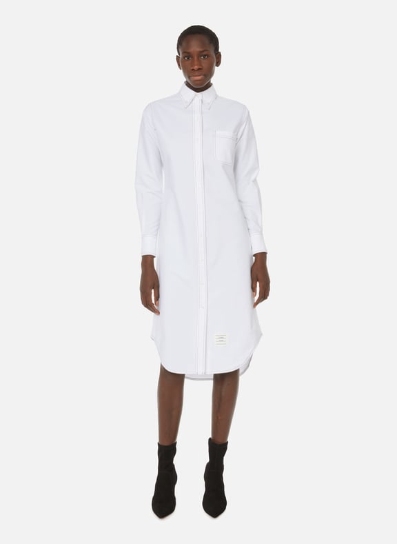 Robe chemise en coton Blanc by THOM BROWNE THOM BROWNE Robe chemise en coton Blanc