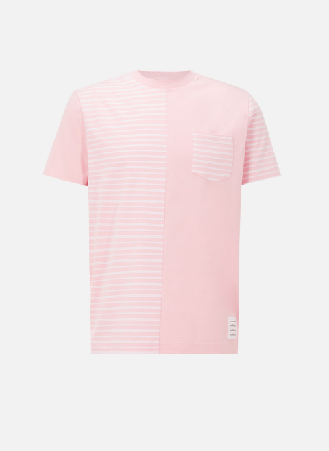 Pink striped cotton T-shirtTHOM BROWNE 