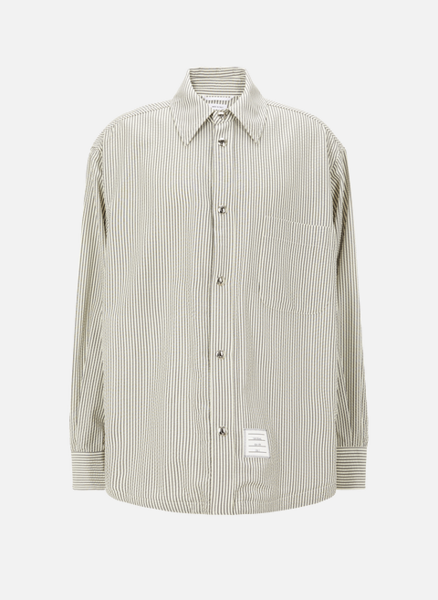 Oversized striped wool shirt jacket GrayTHOM BROWNE 