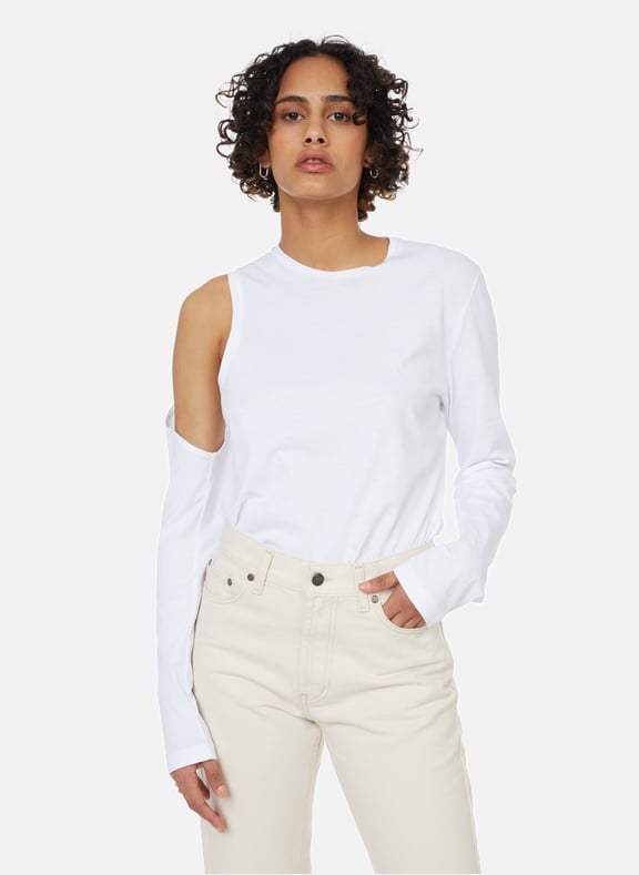 T-shirt manches longues Program en coton Blanc by TIBI TIBI T-shirt manches longues Program en coton Blanc