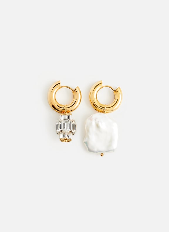 Boucles d'oreille dépareillées Blanc by TIMELESS PEARLY TIMELESS PEARLY Boucles d'oreille dépareillées Blanc