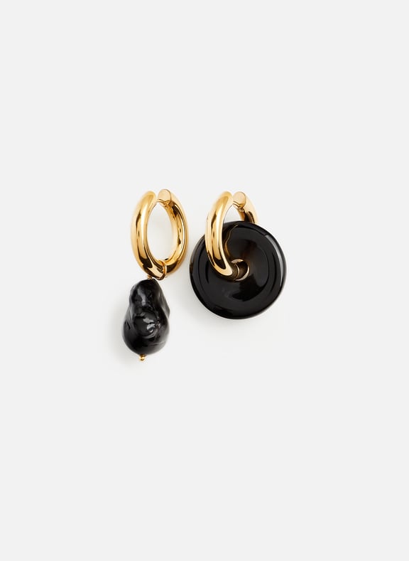 Boucles d'oreille dépareillées Noir by TIMELESS PEARLY TIMELESS PEARLY Boucles d'oreille dépareillées Noir