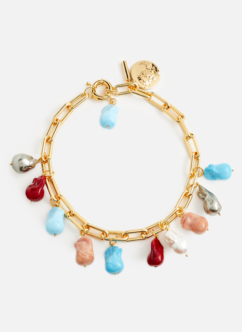 Multicolor gold-plated charm necklace TIMELESS PEARLY 