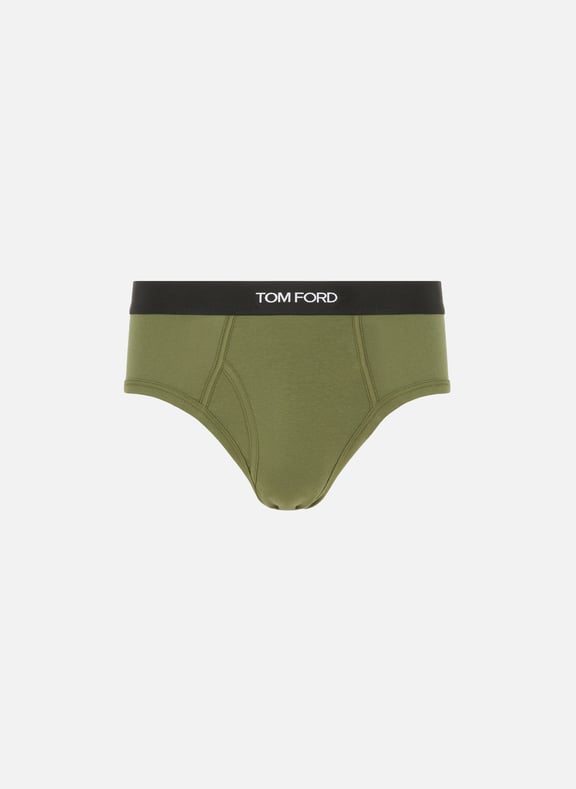 Slip kangourou en coton stretch Vert by TOM FORD UNDERWEAR TOM FORD UNDERWEAR Slip kangourou en coton stretch Vert