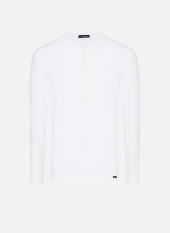 T-shirt Henley en coton mélangé Blanc by TOM FORD UNDERWEAR TOM FORD UNDERWEAR T-shirt Henley en coton mélangé Blanc
